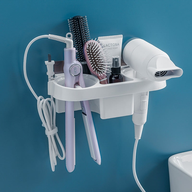 Hair Dryer Holder Storage Box Curling Iron Shelf For Bathroom